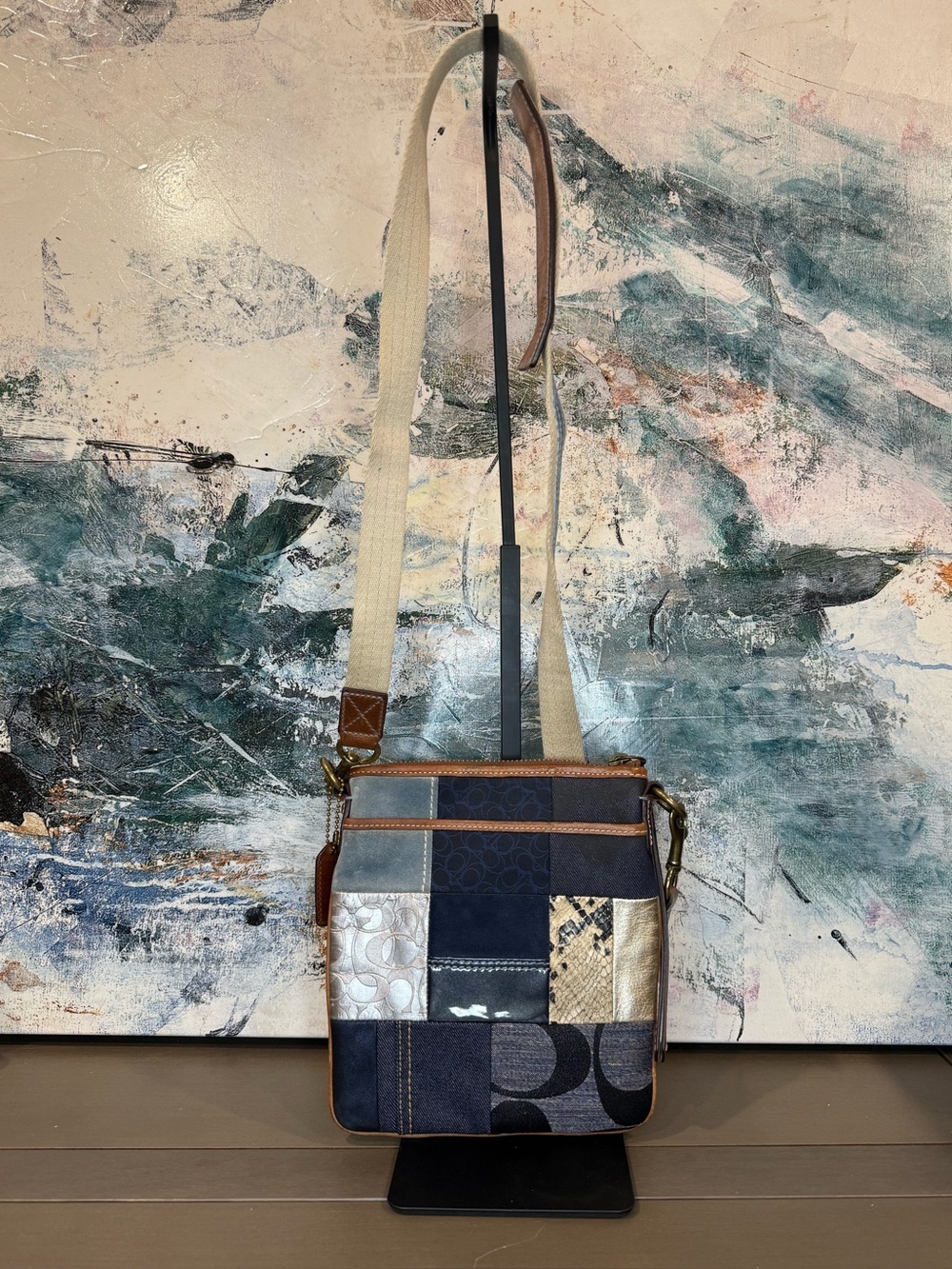 Y2K Coach Signature Denim Patchwork Swingpack Crossbody Bag 10006 Archive 2006 - Picture 4 of 12